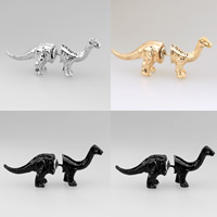 Zinc Alloy Cartoon Split Earring, roestvrij staal oorbel bericht, Dinosaurus, plated, met strass, meer kleuren voor de keuze, nikkel, lood en cadmium vrij, 40x13mm, 3pC's/Bag, Verkocht door Bag