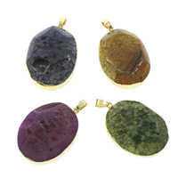 Crackle Agate Pendant with iron bail gold color plated - Approx Sold By Bag