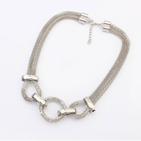 Zink Alloy Smycken Collier, med järnkedja, med 5cm extender kedja, silver pläterad, mesh kedja, nickel, bly och kadmium gratis, 480mm, Såld Per Ca 18.5 inch Strand