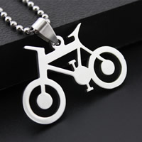 Bijoux pendentifs en acier inoxydable , vélo, couleur originale, 24x37mm, Trou:Environ 3-5mm, 3PC/sac, Vendu par sac