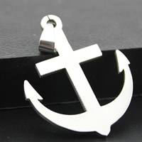 Rustfrit stål smykker Vedhæng, Stainless Steel, Anchor, nautiske mønster, oprindelige farve, 32x39mm, Hole:Ca. 3-5mm, 3pc'er/Bag, Solgt af Bag