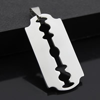 Bijoux pendentifs en acier inoxydable , Razor Blade, couleur originale, 21x42mm, Trou:Environ 3-5mm, 3PC/sac, Vendu par sac