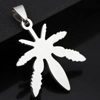 Bijoux pendentifs en acier inoxydable , Feuille de marijuana, couleur originale, 28x34mm, Trou:Environ 3-5mm, 3PC/sac, Vendu par sac