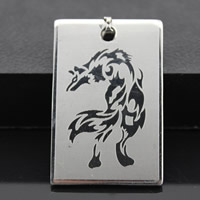 Stainless Steel Pendants Rectangle original color Approx 3-5mm Sold By Bag