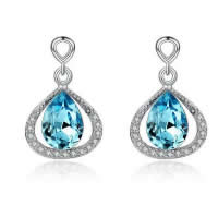 Cubic Zirconia micro pavimenta Sterling Silver Earring, 925 argento sterlina, with earnut gomma & cristallo, Lacrima, Micro spianare cubic zirconia & sfaccettati, 13x20mm, 5Pairspaio/lotto, Venduto da lotto