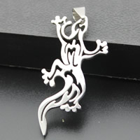 Acier inoxydable animaux Pendentifs, gecko, couleur originale, 22x45mm, Trou:Environ 3-5mm, 3PC/sac, Vendu par sac