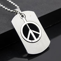 Bijoux pendentifs en acier inoxydable , Logo de la paix, couleur originale, 25x42mm, Trou:Environ 3-5mm, 3PC/sac, Vendu par sac