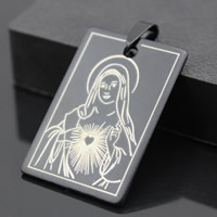 Edelstahl Schmuck Anhänger, Jungfrau Maria, schwärzen, Christ/ Christin Schmuck, 25x38mm, Bohrung:ca. 3-5mm, 3PCs/Tasche, verkauft von Tasche