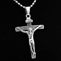 Nerezová ocel Cross Přívěsky, Nerez, Kříž Cross, Christian šperky, Původní barva, 32x49mm, Otvor:Cca 3-5mm, 3PC/Bag, Prodáno By Bag