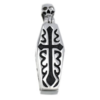 Privjesci od nehrđajućeg čelika lubanje, 316L Stainless Steel, Kostur, Halloween Nakit Gift & pocrniti, 18x63x9mm, Rupa:Približno 4mm, 5računala/Lot, Prodano By Lot