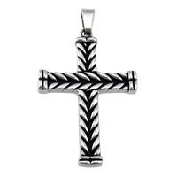 Nerezová ocel Cross Přívěsky, 316L nerezové oceli, Kříž, černat, 38x59x4mm, Otvor:Cca 5x9mm, 5PC/Lot, Prodáno By Lot