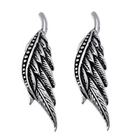 Rozsdamentes acél Ékszerek Medálok, 316L rozsdamentes acél, Wing Forma, megfeketedik, 12x46x8mm, Lyuk:Kb 6x21mm, 5PC-k/Lot, Által értékesített Lot