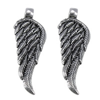 Nerezová ocel Šperky Přívěsky, 316L nerezové oceli, Wing Shape, černat, 19x63x8mm, Otvor:Cca 5mm, 5PC/Lot, Prodáno By Lot