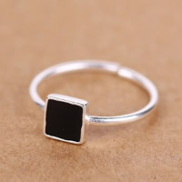 925 Sterling Silver Cuff finger ring, Square, öppet & emalj, 6x6mm, Storlek:5.5, 10PC/Lot, Säljs av Lot