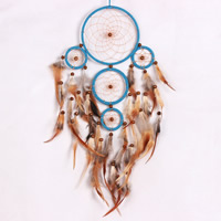 Moda Dreamcatcher, ferro, with pele & Corda de nylon & Missangas de vidro, Roda plana, níquel, chumbo e cádmio livre, 130x600mm, 2PCs/Bag, vendido por Bag