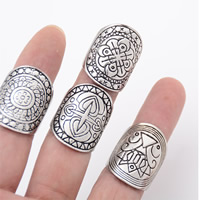 Midten af fingerring, Zinc Alloy, antik sølv farve forgyldt, nikkel, bly & cadmium fri, 17mm, Størrelse:7, 3sæt/Bag, 4pc'er/sæt, Solgt af Bag