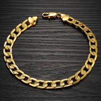 laiton bracelet, Placage de couleur d'or, chaîne de torsion ovale, protéger l'environnement, sans nickel, plomb et cadmium, 220mm, Longueur Environ 8.5 pouce, 3Strandstoron/sac, Vendu par sac