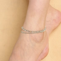 Το Anklet σιδήρου, Σίδερο, με rhinestone ορείχαλκος αλυσίδα νύχι, με 5cm επεκτατικού αλυσίδας, χρώμα επάργυρα, 4-κλώνου, νικέλιο, μόλυβδο και κάδμιο ελεύθεροι, 220mm, Μήκος Περίπου 8.5 inch, 3Σκέλη/τσάντα, Sold Με τσάντα