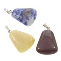 Gemstone Pendants Jewelry with brass bail natural mixed Approx Sold By Box