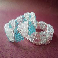 Bracciali di cristallo, with lega in zinco, placcato color argento, 3-filo & sfaccettati, più colori per la scelta, 170mm, Venduto per Appross. 6.5 pollice filo