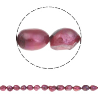 Grânulos pérolas cultivads de água doce, Pérolas de água doce, Batata, naturais, vermelho, Grade A, 10-11mm, Buraco:Aprox 0.8mm, vendido para 15 inchaltura Strand