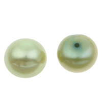 Half Vrtané kultivované sladkovodní perle, Sladkovodní Pearl, Tlačítko, half-vrtané, zelený, 8.5-9mm, Otvor:Cca 1mm, Prodáno By Pair