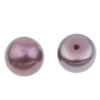 Leath druileáilte coirníní saothraithe Diúilicín Péarla, Pearl Fionnuisce, Button, leath-druileáilte, dorcha corcra, 7-7.5mm, Poll:Thart 1mm, Díolta De réir Péire