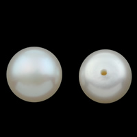 Leath druileáilte coirníní saothraithe Diúilicín Péarla, Pearl Fionnuisce, Button, nádúrtha, leath-druileáilte, bán, 8.5-9mm, Poll:Thart 1mm, Díolta De réir Péire