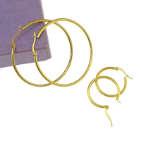 Mens acier inoxydable Hoop boucles d'oreilles, Placage, normes différentes pour le choix, plus de couleurs à choisir, Vendu par paire