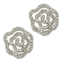 Abalorios de Micro Pavé de Zirconía Cúbica en Latón, metal, Flor, chapado en platina real, con múltiples orificios & micro arcilla de zirconia cúbica, 13.50x13.50x5.50mm, agujero:aproximado 5.5x1mm, 20PCs/Grupo, Vendido por Grupo