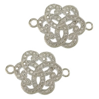 Kuutio Zirkonia Mikro Paven Messinki Connector, Kukka, platinoidut, Micro Pave kuutiometriä zirkonia & 1/1 silmukka, 22x15.50x2mm, Reikä:N. 2mm, 20PC/erä, Myymät erä