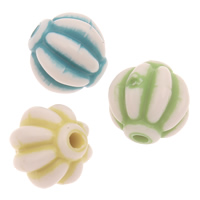 Chemical Wash Acrylic Beads Drum corrugated mixed colors 8mm Approx 1mm Approx Sold By Lot