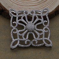 Zircon cubique Micro Pave laiton Connecteur, fleur, Plaqué de platine, pavé de micro zircon & multi boucles, protéger l'environnement, sans nickel, plomb et cadmium, 39x39x7mm, Trou:Environ 5x3.5mm, 5PC/lot, Vendu par lot