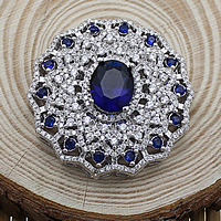 Cubic Zirconia Micro Pave Latão Connector, cobre, Flor, platinado, micro pavimento em zircônia cúbica & multi laços & facetada, níquel, chumbo e cádmio livre, 37x37x11.50mm, Buraco:Aprox 2mm, 5PCs/Lot, vendido por Lot