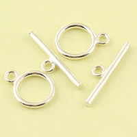 Sterling Silver Toggle Clasp, 925 Sterling Silver, 11.6mm, 22.2x2mm, Poll:Thart 1.8mm, 15seiteanna/Lot, Díolta De réir Lot