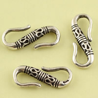 Thailand Sterling Silver S Hook Lås, 7.80x20.40x3.30mm, Hål:Ca 4.4mm, 12PC/Lot, Säljs av Lot