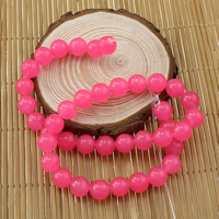 Jade Pärlor, Jade Vit, Rund, slät, rosa, 10mm, Hål:Ca 1mm, Längd Ca 15 inch, 20Strands/Lot, Ca 37PC/Strand, Säljs av Lot