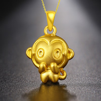 ouro 24 K pingente, macaco, 14x22mm, Buraco:Aprox 3mm, vendido por PC