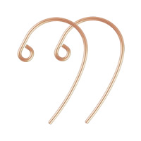 Guld-fyldt ørering krog, 14K rose Gold-fyldte, nikkel, bly & cadmium fri, 21x12mm, 0.76mm, Solgt af par