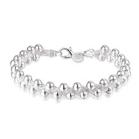 Mässing Armband, silver pläterad, nickel, bly och kadmium gratis, 9mm, Såld Per Ca 7.8 inch Strand