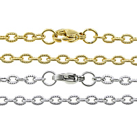 ROSTFRITT STÅL Chain Necklace, plated, oval kedja, fler färger för val, 4.50x3x0.70mm, Längd Ca 23 inch, 50Strands/Lot, Säljs av Lot