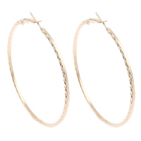 Ijzer Hoop Earring, gold plated, bloem gesneden, nikkel, lood en cadmium vrij, 59x60x2mm, Verkocht door pair