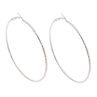 Ijzer Hoop Earring, platinum plated, nikkel, lood en cadmium vrij, 68x73x2mm, Verkocht door pair