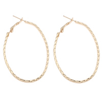 Ijzer Hoop Earring, gold plated, nikkel, lood en cadmium vrij, 38x59x2mm, Verkocht door pair