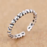 Tailandia Anillo de dedo Cuff, abrir, 3mm, tamaño:4, 10PCs/Grupo, Vendido por Grupo