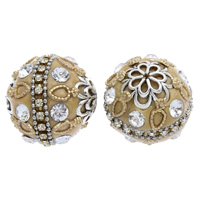 Indonesien Beads, med Zinc Alloy, Runde, forgyldt, med rhinestone, 25x23mm, Hole:Ca. 1mm, 50pc'er/Bag, Solgt af Bag