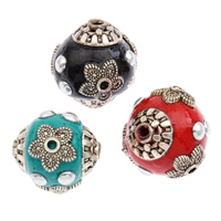 Indonesien Beads, med Zinc Alloy, Runde, forgyldt, blandede farver, 15x14mm, Hole:Ca. 1mm, 500pc'er/Bag, Solgt af Bag