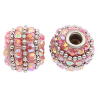 Indonesia Beads with Zinc Alloy Round silver color plated with rhinestone Approx 4mm Sold By Bag