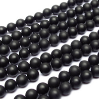 Natural Black Agaat kralen, Zwarte Agaat, Ronde, natuurlijk, verschillende grootte voor keus & frosted, Grade AAAAAA, Gat:Ca 1mm, Per verkocht Ca 15 inch Strand