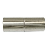 Brass Magnetic Clasp Column platinum color plated nickel lead & cadmium free Approx 6mm Sold By Lot